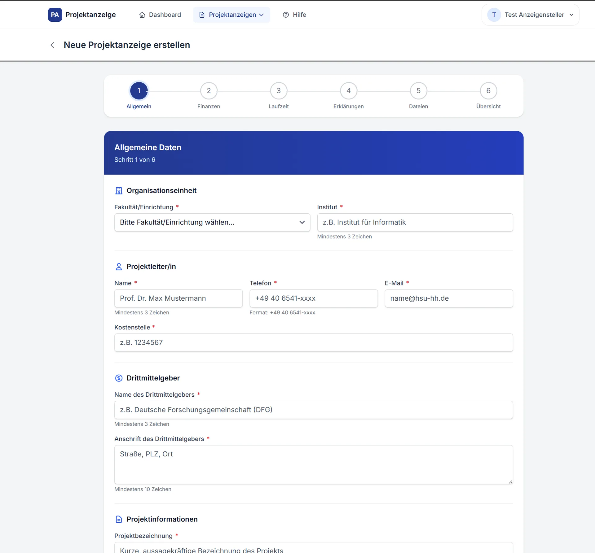 Digitale Projektanzeige